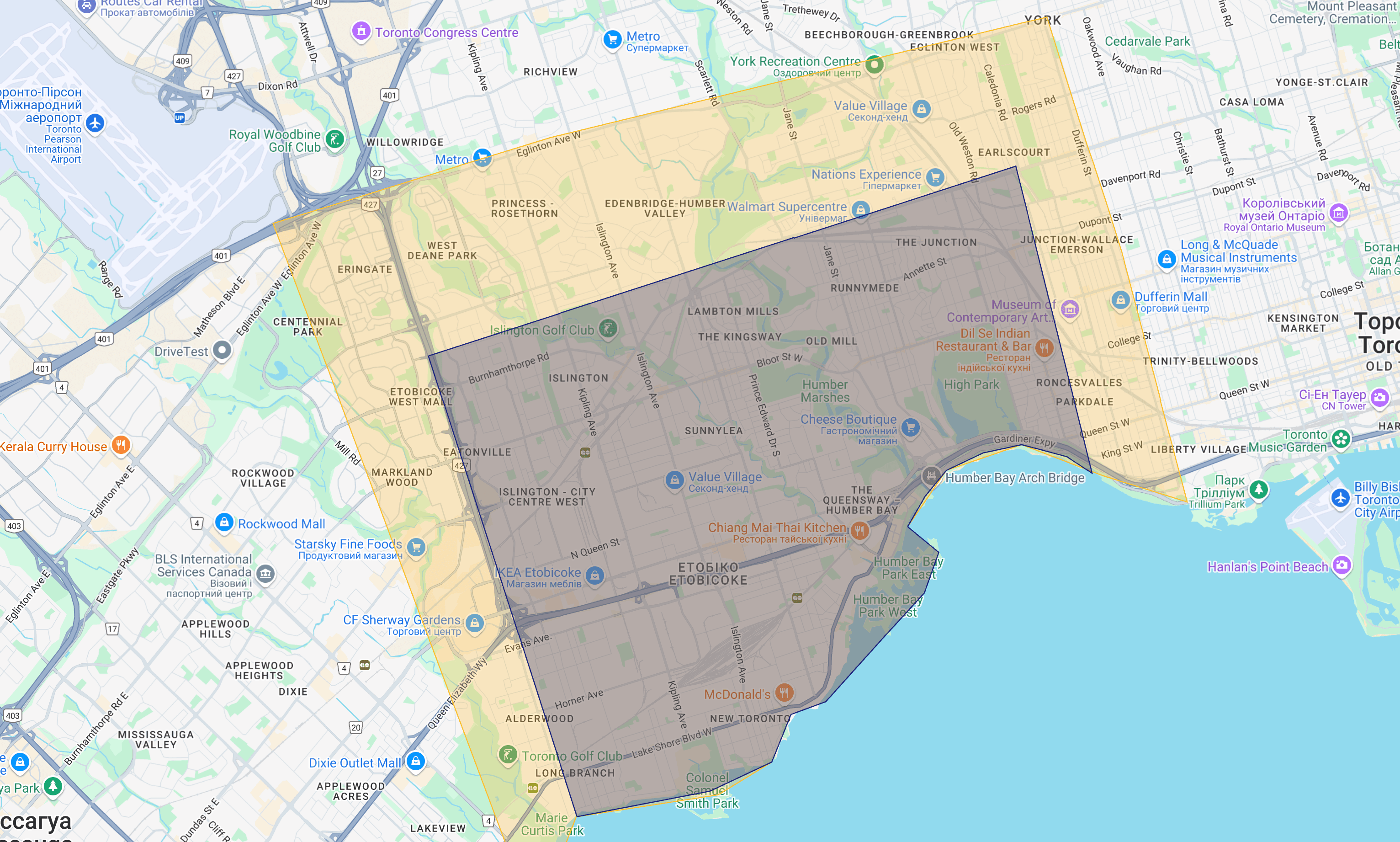 Map of our Toronto service zones
